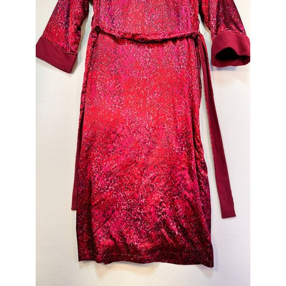 Victoria's Secret Womens Leopard Print Robe XS/S Satin Red Collar & Belt - Picture 13 of 15